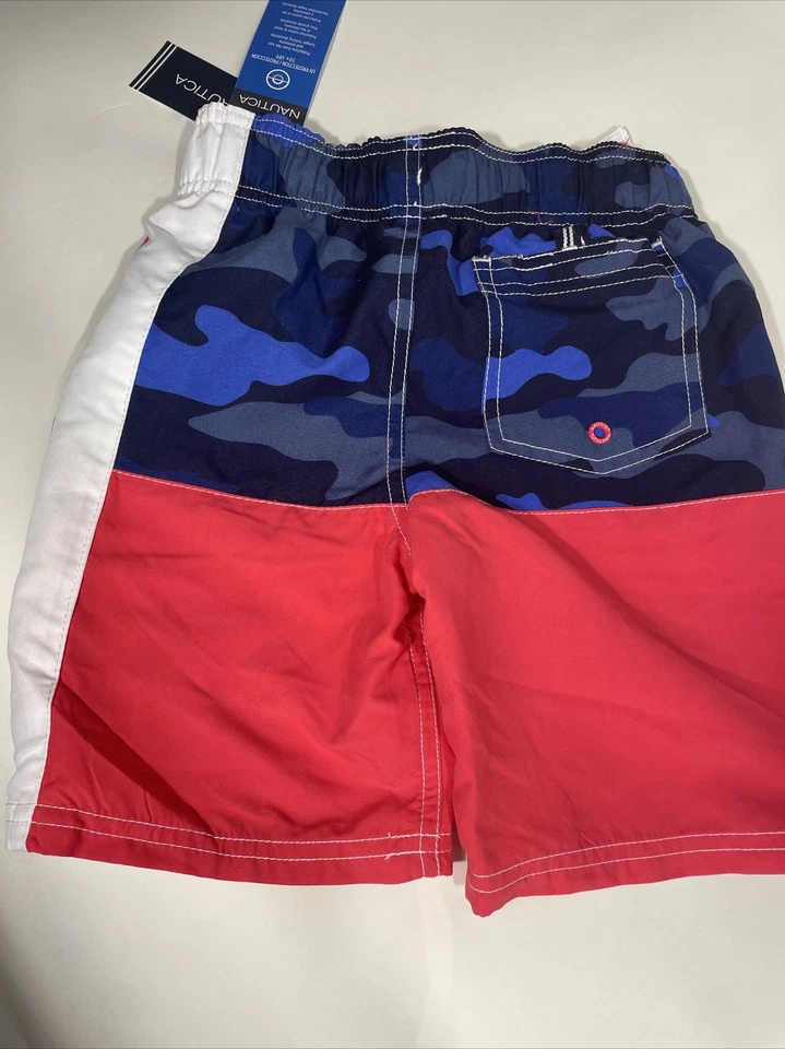 Nautica Boy's Swim  Trunks Mesh Lined Swim Shorts Red Blue Board Shorts NWT B052 - Image 4 of 4