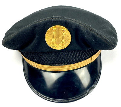 Fireman's Captain Dress Hat Cap 2 Bugles Insignia Lewis Wilson Sz 7 Obsolete