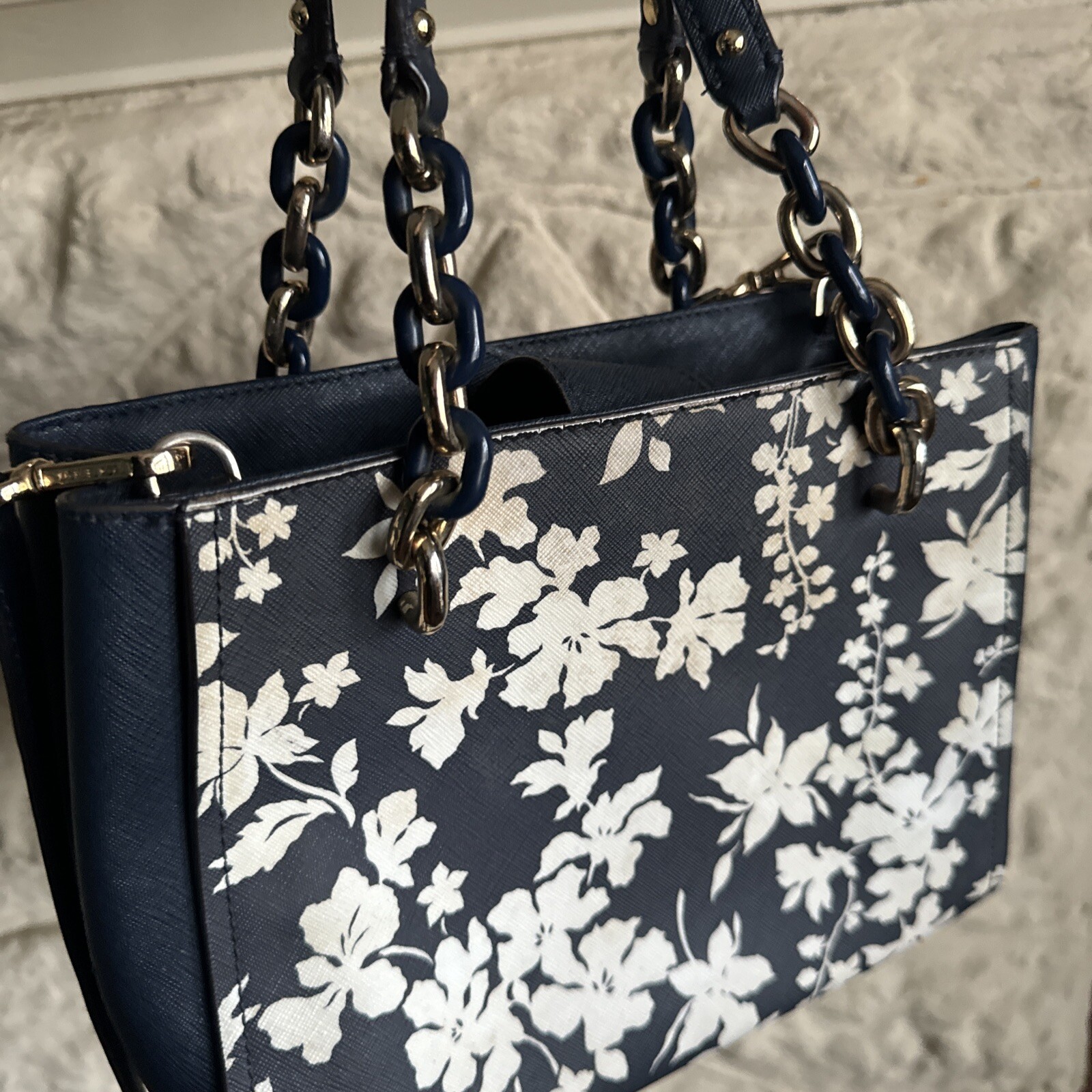 Michael Kors Sofia Medium Leather Navy Floral Cro… - image 2