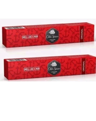 2X 70g OLD SPICE ORIGINAL LEATHER SHAVING CREAM SMELL LIKE A MAN