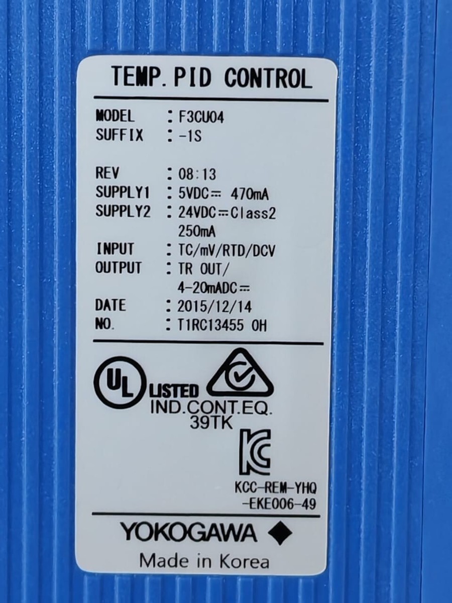 YOKOGAWA F3CU04-1S REV.08.13 TEMPERATURE PID CONTROL | eBay
