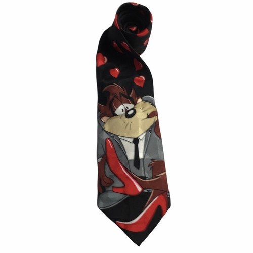 Looney Tunes Tasmanischer Teufel Krawatte schwarz kirschrot Liebe Herz Neuheit - Bild 8 von 8
