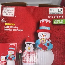 6 Ft Animated LED Shivering Snowman and Penguin