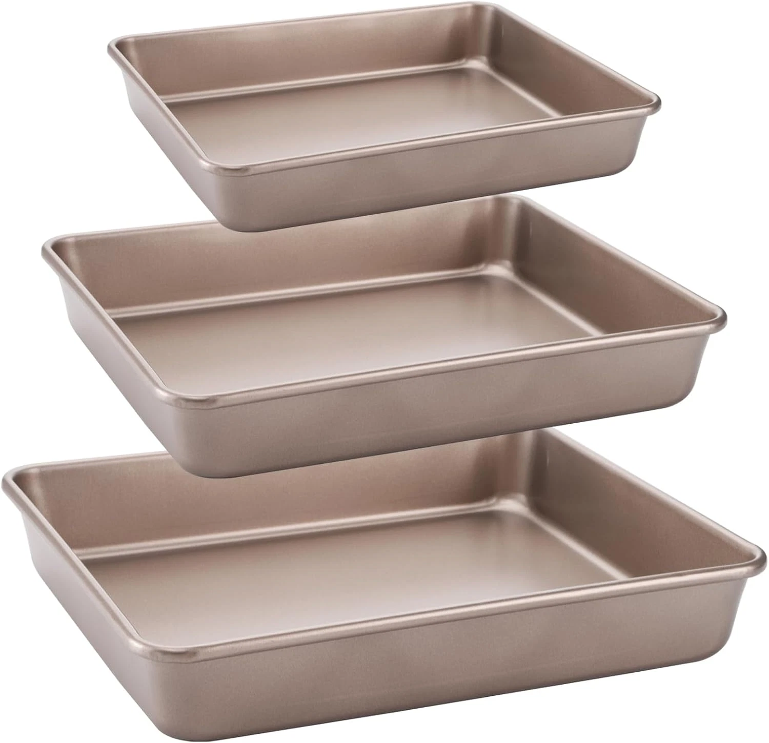 Dicunoy Set of 3 Deep Baking Pans, Nonstick Rectangle Cake Baking Sheet for Oven