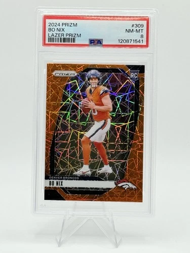 2024 Panini Prizm Bo Nix Orange Lazer Prizm RC #309 PSA 8 Color Match**