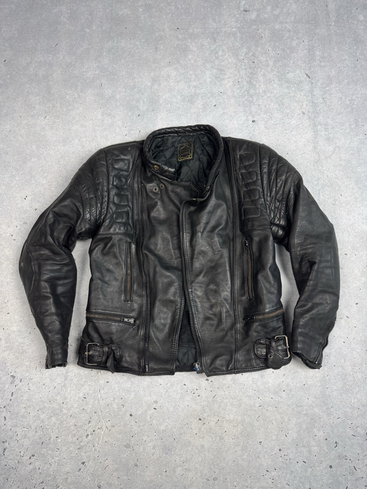 90s Real Leather Biker Jacket Avant Garde Goth Unisex Size S