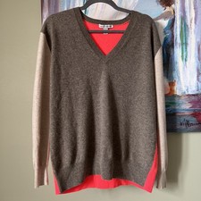 Autumn Cashmere Sweater Women's M Beige Taupe Orange 100 Cashmere