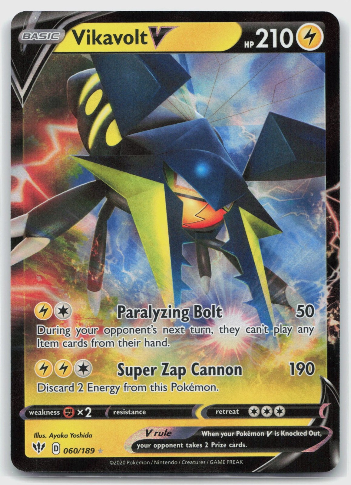 Vikavolt V 060/189 (NM) - SWSH03: Darkness Ablaze - Ultra Rare - Pokemon TCG