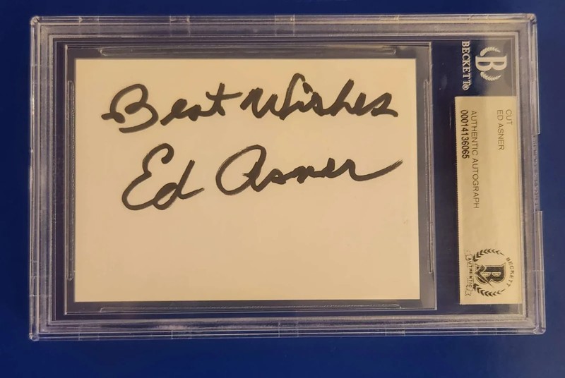 Ed Asner Signed Auto Cut Signature 2.5"x3.5" Beckett BAS Slab Comedian Actor