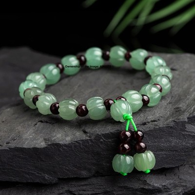 Neu Natürliche Klasse A Jade Grün Aventurin Kürbis Perlen Damen Armband 14-16cm