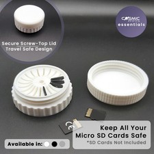 Micro SD Card Holder | Screw Top Storage Case | Holds 20 Cards | Travel Safe