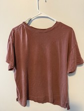 Old Navy washed Womens L Brown Crew Neck Shor...