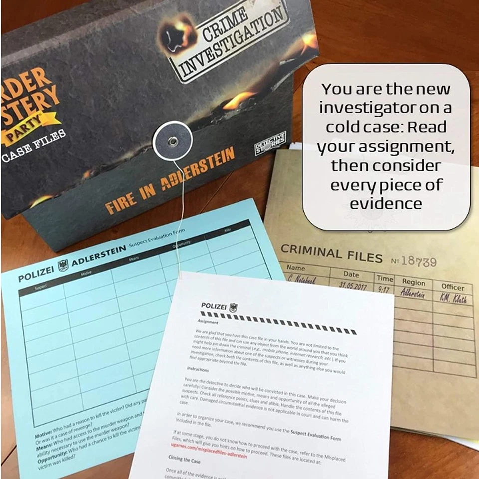 Juego de fiesta para adultos Murder Mystery | Fire in Alderstein Foto 2 de 4