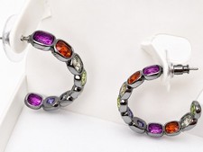 Lumière Facet Hoops Bomb Party Hematite Plat...