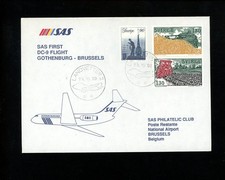 Postal History First Flight SAS 10/29/1990 Landvetter Sweden to Brussels Belgium