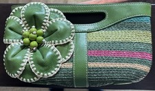 Isabella Fiore Vintage Floral Beaded Satchel Purse Multi-Color