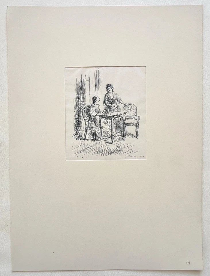 Max Liebermann. Zwei Damen im Salon, Holzschnitt, 20er-Jahre,  signiert - Bild 2 von 3