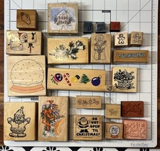 Christmas Holiday Lot of 23 Rubber Stamps Santa Snowman Gingerbread Man