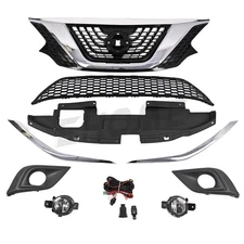 8PCS Front Grille Bumper Trim Molding&Foglights Set for 2015-2018 Nissan Murano