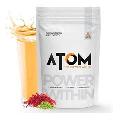 AS-IT-IS ATOM Whey Protein 1kg | Kesar Elaichi Flavor | 27g Protein | BCAA
