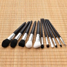 11 Pcs Makeup Brush Set Goat Hair Wooden Handle For Face Blush Eyes Cosmetics