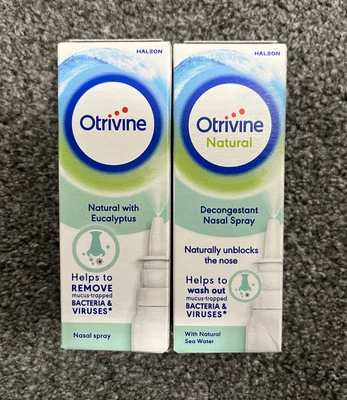 2 x 20ml Otrivine Natural with Eucalyptus Nasal Spray - Removes Viruses