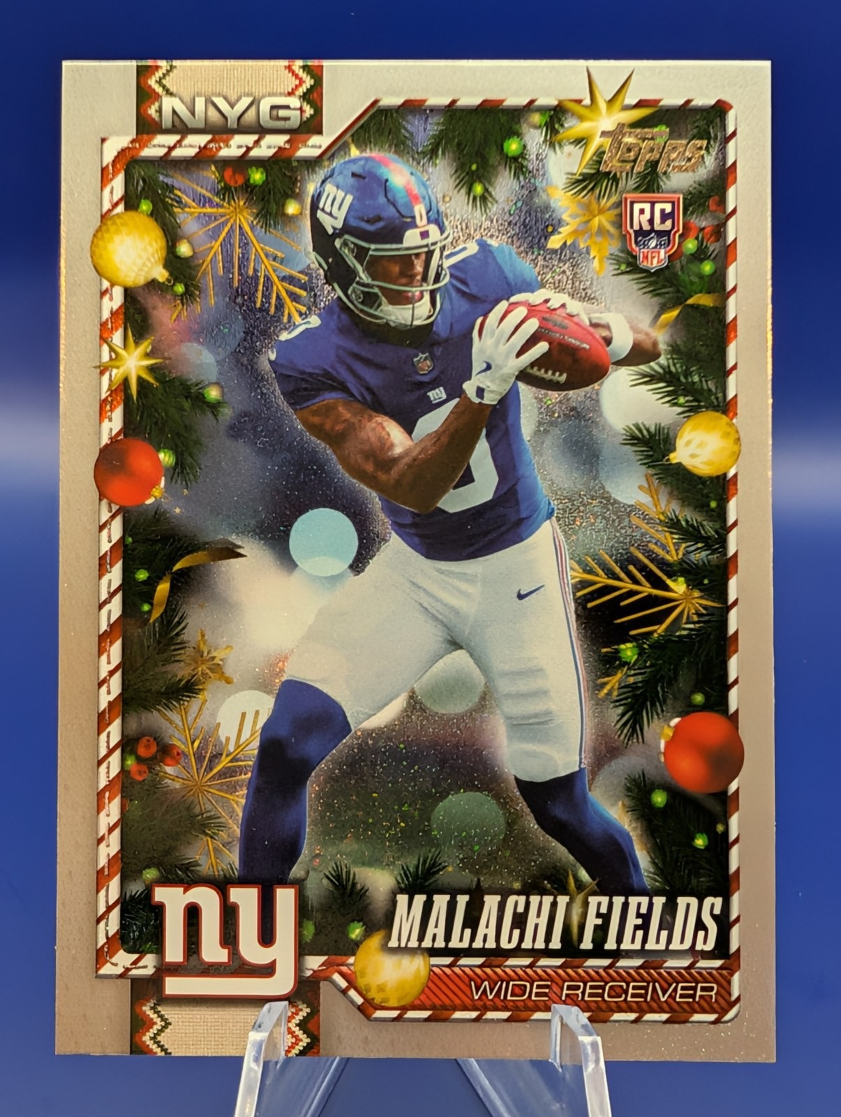 2026 Topps Holiday #180 Malachi Fields Glitter Holiday RC Rookie New York Giants