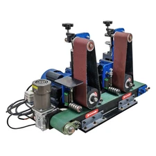 Flat Belt Sander Polisher 2 Stations 220V Sharpening Drawing Deburring Machine