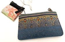 THE SAK Tweed Wool Leather COIN Purse Credit Card ID WALLET Power Bank CHARGER