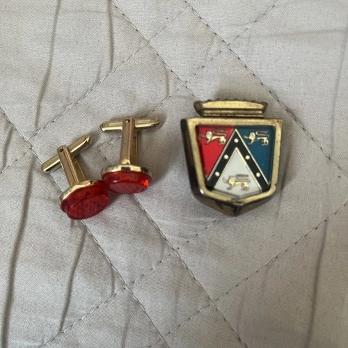 Vintage Ford Crest Hat Lapel Pin  & Hickok Reflector Cufflinks Unusual!
