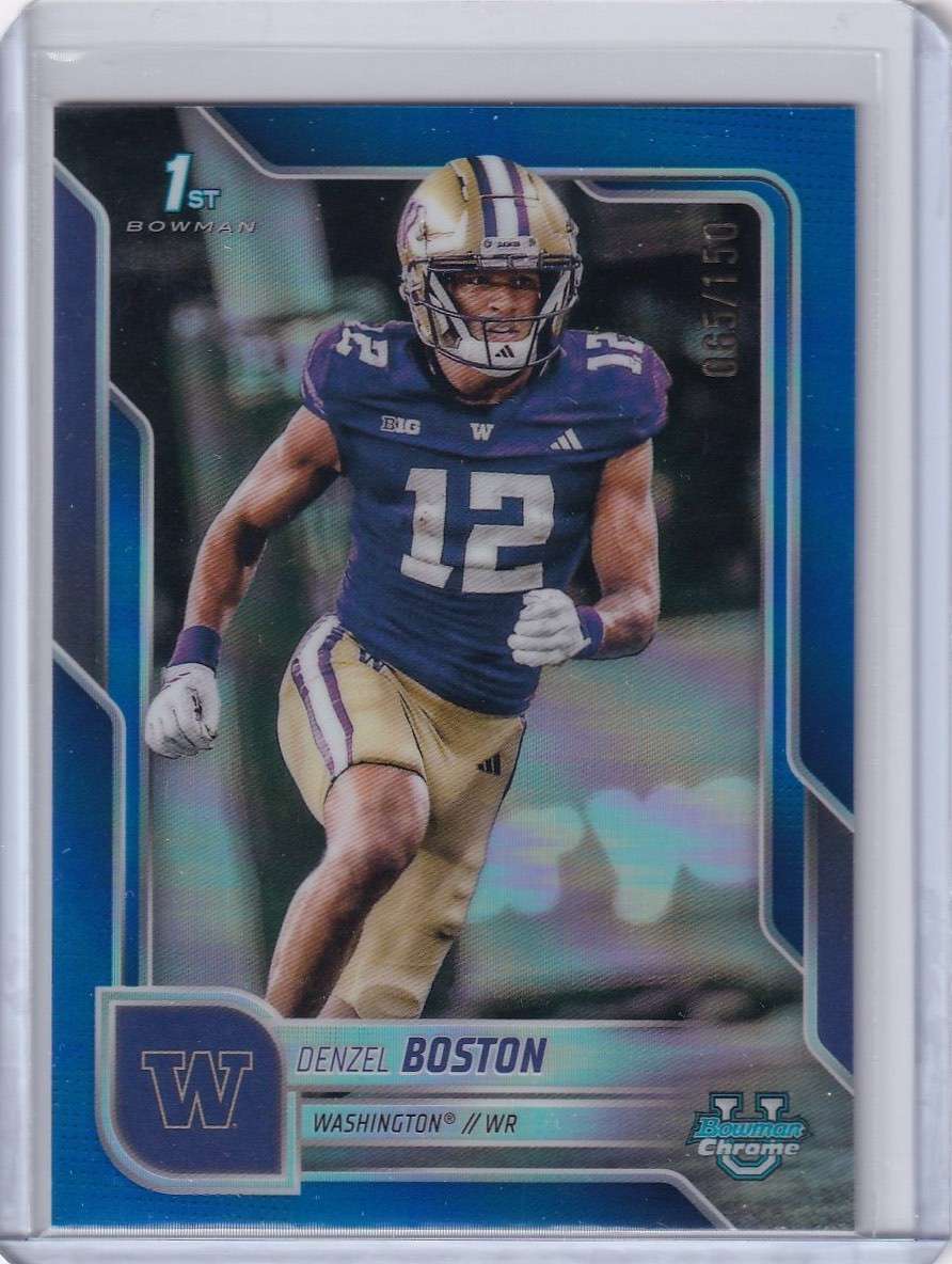 2025 Bowman Chrome University - Denzel Boston 1st Blue Refractor #065/150 !!