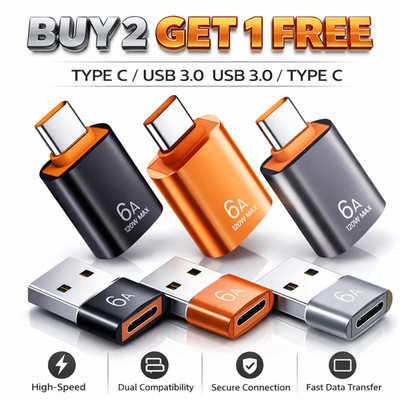 6A USB OTG Adapter USB 3.0 A Male To Type C Female Converter Fast ...