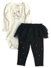 Infant Girls Baby Ghost Little Boo Halloween Outfit Bodysuit Leggings Set
