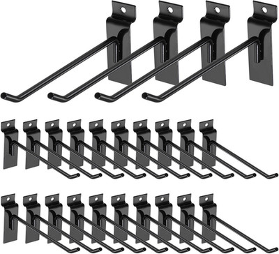 60Pcs 10'' Metal Slat Wall Hooks for Garage, Retail & Supermarket Display Black