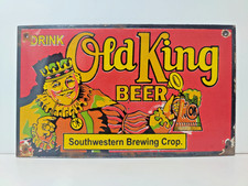 Ancienne boisson OLD KING INDIAN bière porcelaine émaillée métal enseigne...
