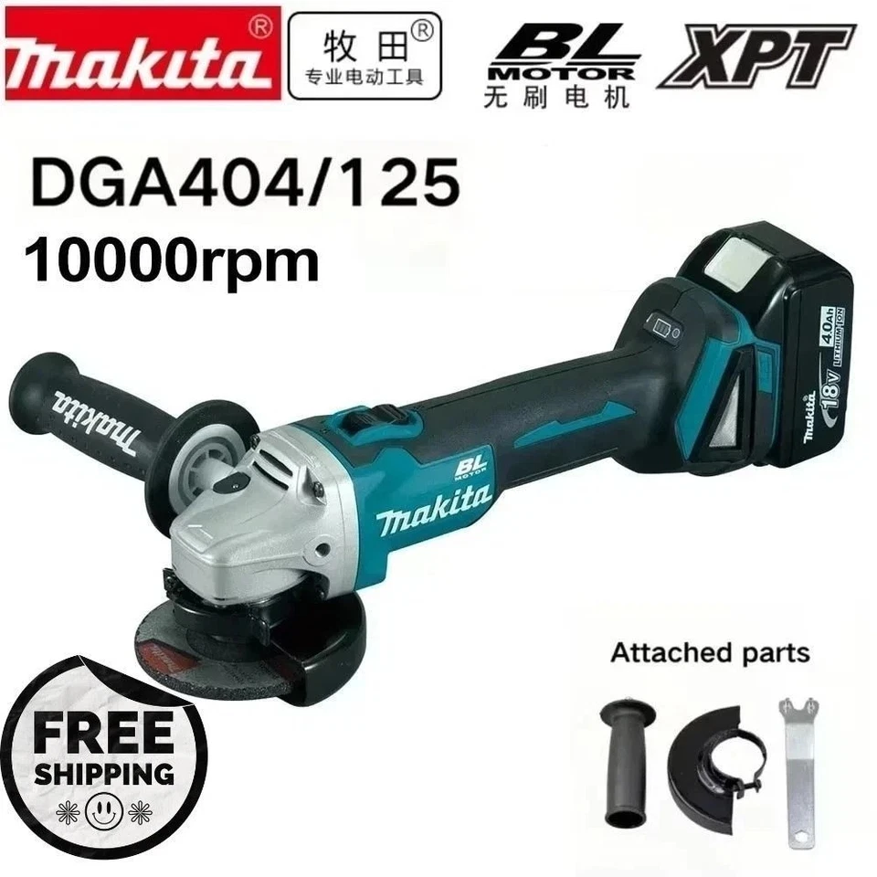 Makita 18V 125mm DGA404 Brushless Lithium Electric Angle Grinder–UK Rechargeable