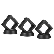 2" x 2" 3D Floating Display Case, 3pcs with Base Stand, Black