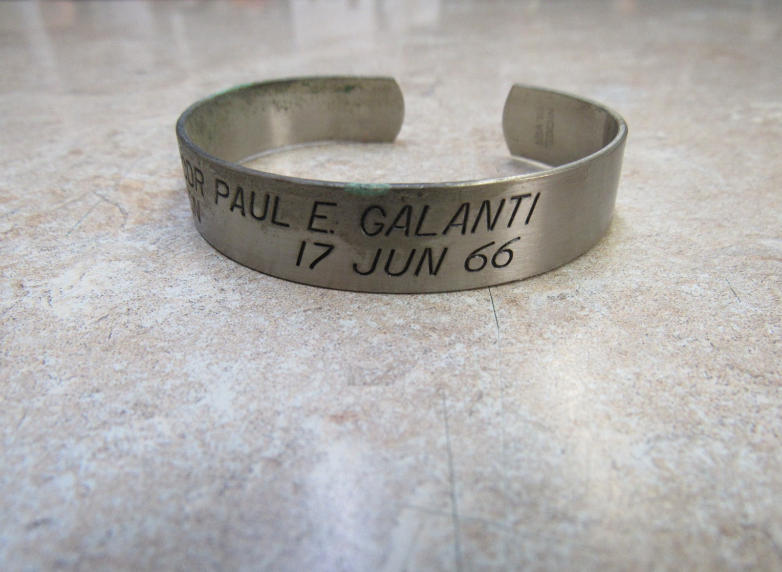 Original Vintage 1970's POW Bracelet Nickel Silver LCDR PAUL E GALANTI USN 1966