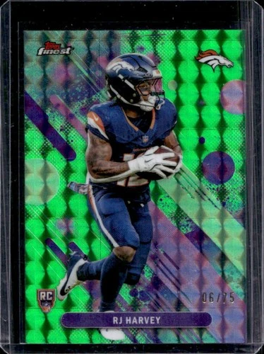 2025 Topps Finest RJ Harvey RC Green Geometric Refractor Rookie #/75 Broncos