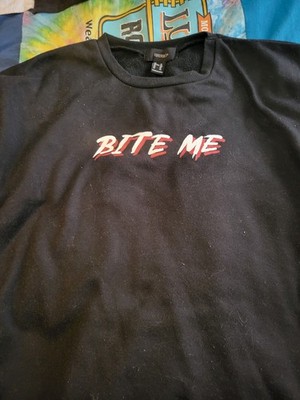 Women's Forever 21 Halloween Black Bite Me Sweatshirt ~double-sided