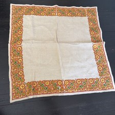Vintage Hand-Embroidered Floral Table-square Table Cloth Multi Colored