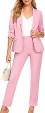 Pink Women Suits Business Office Prom Tuxedo Slim Fit Blazer Pants Outfits 2XL