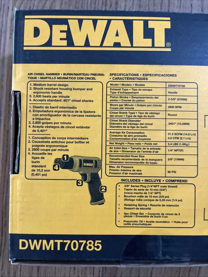 DEWALT DWMT70785 Pneumatic Air Hammer with Chisel and Touch Control Trigger - Image 3 of 4