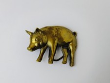Baron Buckle Pig Belt Buckle Solid Brass 1978 Hog Farm