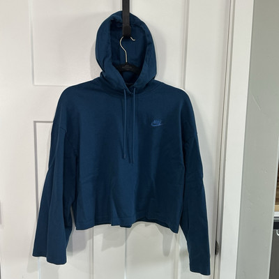 nike blue cropped hoodie