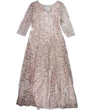 Tahari Womens Sequin Gown Dress, petalpink, 14