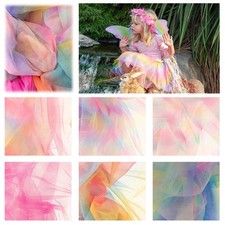 Soft-Tüll Regenbogen mit Glitzer Kostümstoff Feintüll ab 1x1,5 m Meterware 