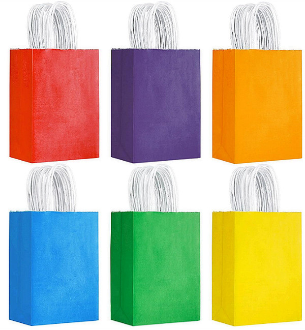 Gift Bags bulk with Handles lot Small Christmas Paper Shopping Kraft Birthday 24