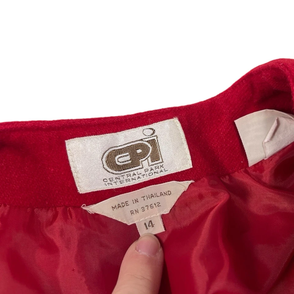 Conjunto de traje falda vintage Central Park International talla 14 rojo 80 % lana años 80 Foto 3 de 4
