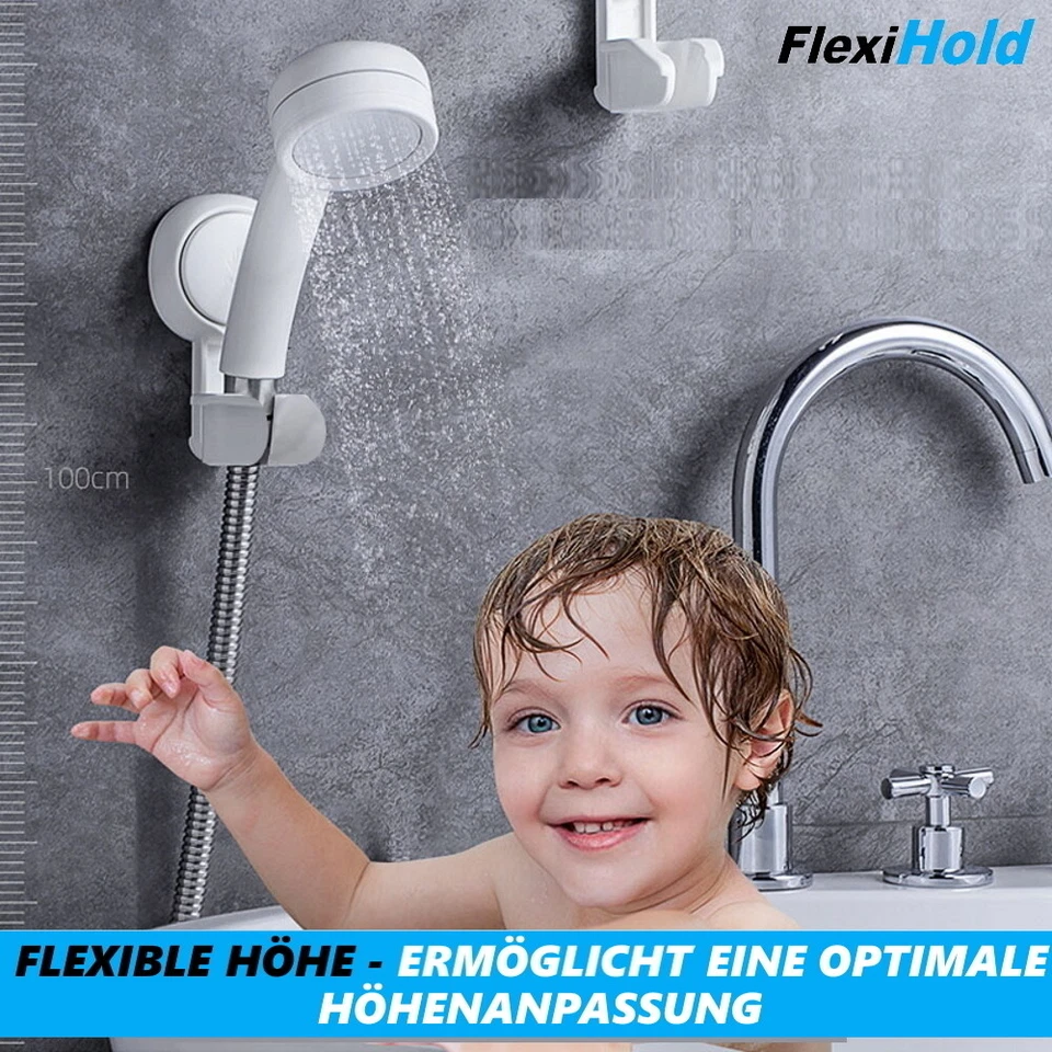 FLEXIHOLD Duschkopfhalter mit Saugnapf 360° drehbar Brause Halterung ohne Bohren - Bild 3 von 4